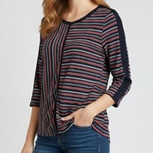 Diana Belle size large  Striped V-Neck Women's Top